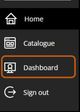 Screenshot of the navigation pane for a logged in user, the Dashboard option is the currently focused