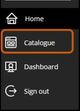 Screenshot of the navigation menu. The Catalogue option is is the second and currently focused item.